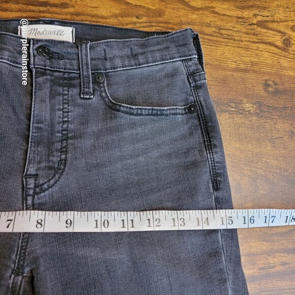 Madewell Jeans 26 Skinny 9" High Rise Black Sea Wash H2230 Tummy Control Raw Hem - Picture 8 of 12